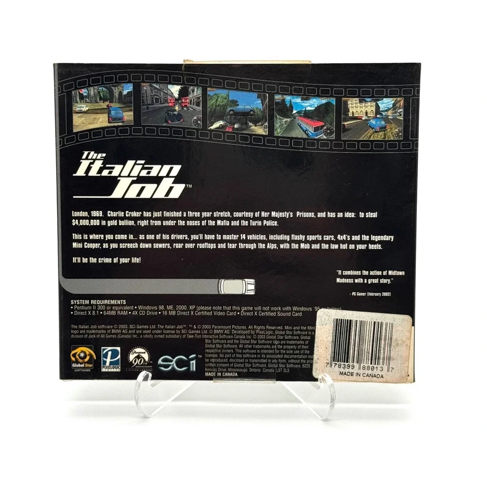 The Italian Job PC CD-ROM Game 2002 Global Star Software New Sealed Box
